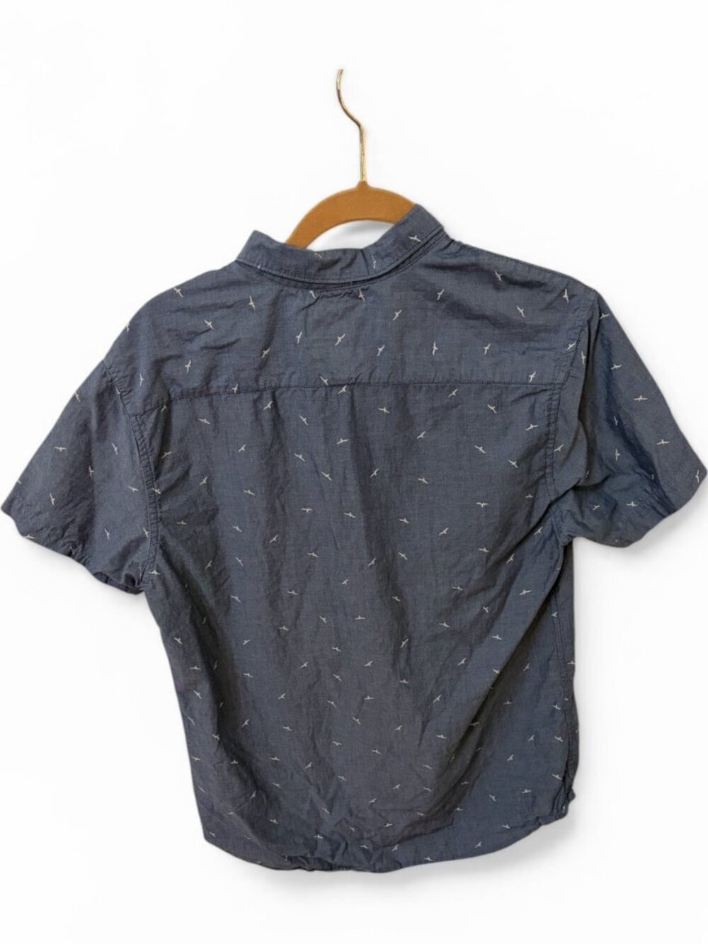 Denim & Flower Ricky Singh Mens Shirt M Navy Bird Print Short Sleeve Button Up - Picture 3 of 5